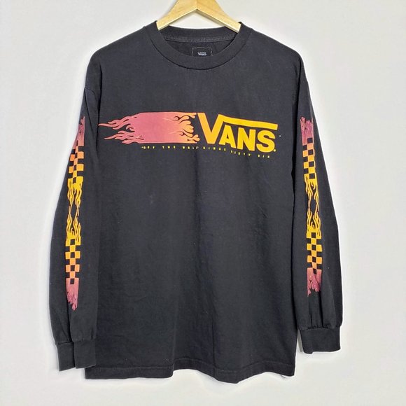 Vans Other - Vans Long Sleeve Checkered Flame Graphic Shirt L
